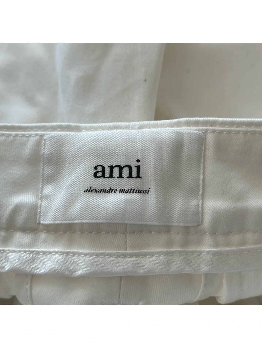 AMI Alexandre Mattiussi Straight-Fit Trousers Pants in Off-White, Size L, NEW_7